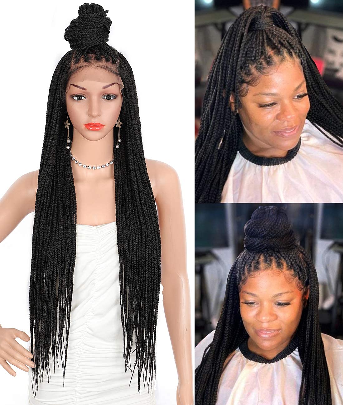 100% Hand-Braided Box Lace Front Braided Wigs-2