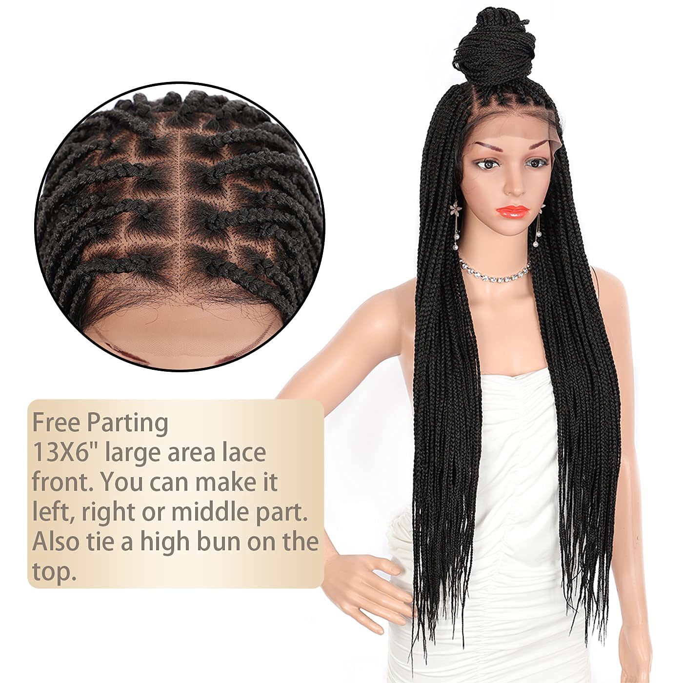 100% Hand-Braided Box Lace Front Braided Wigs-4