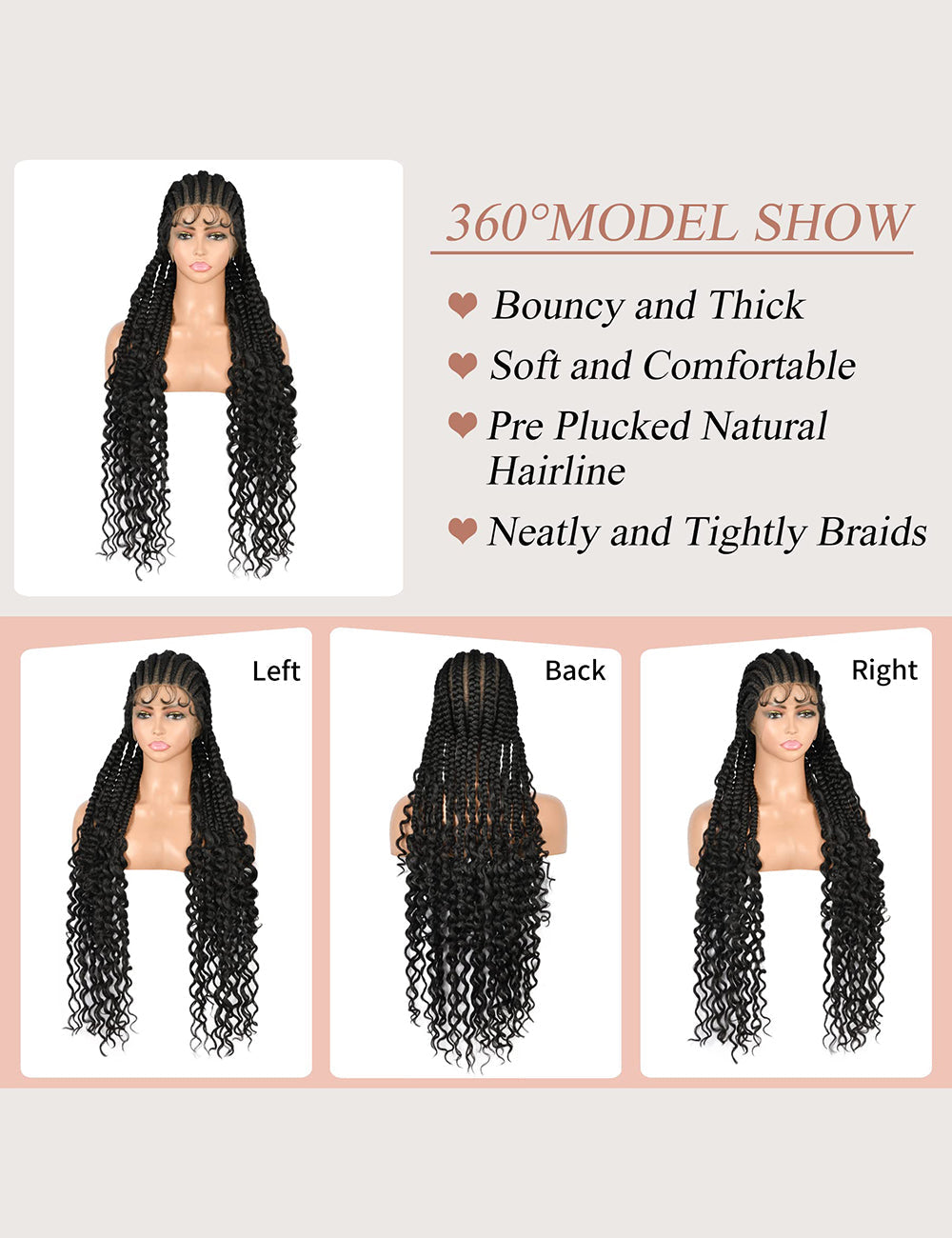 32 INCH Full Double Lace Braided Wigs-2