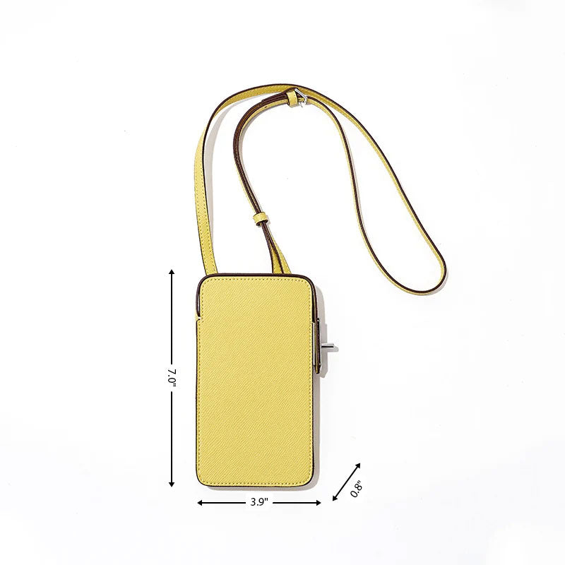 Yellow Leather Crossbody Square Mobile Phone Bag Mini Purse | PRUSES