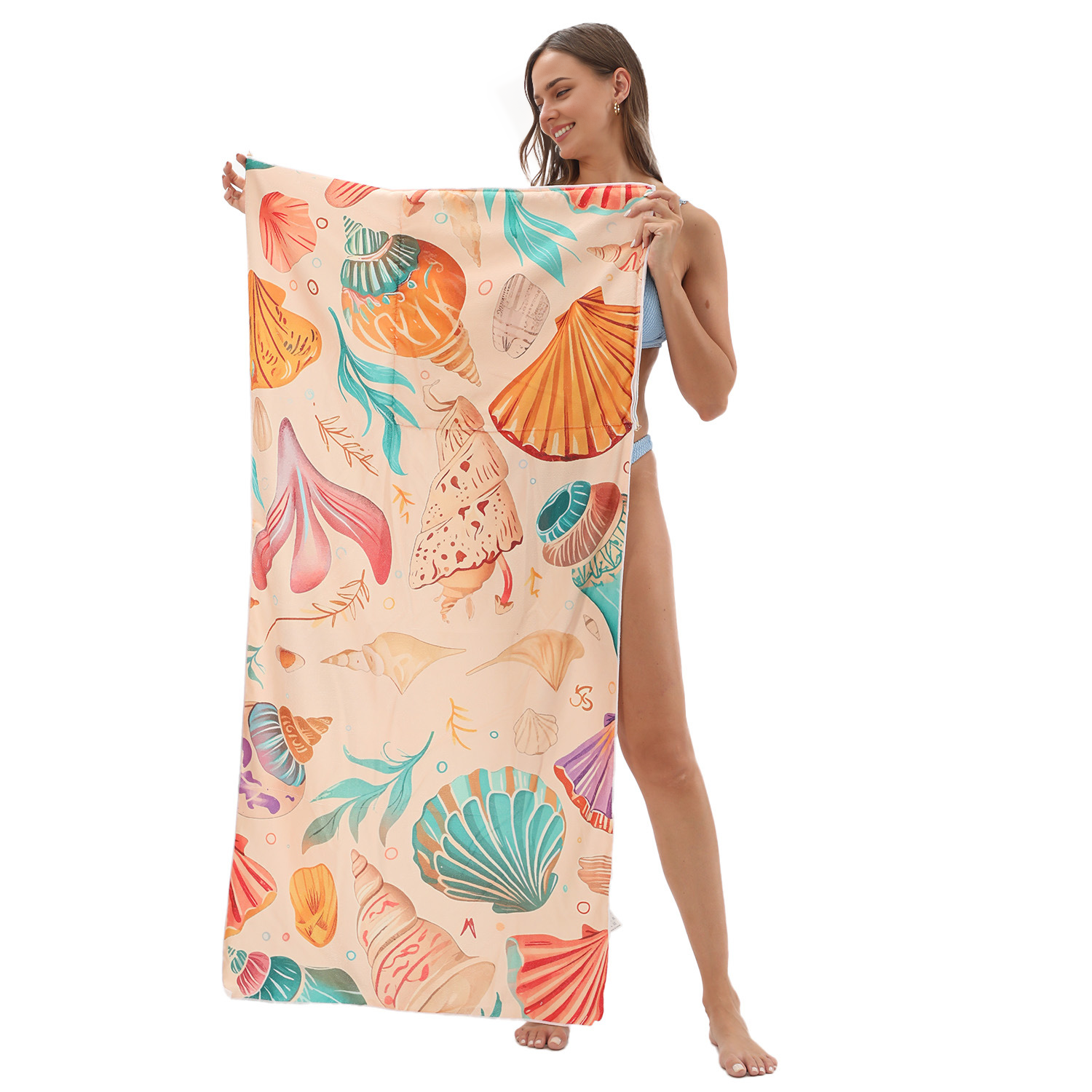 Beach Shell Drawstring Beach Towel | PRUSES-2