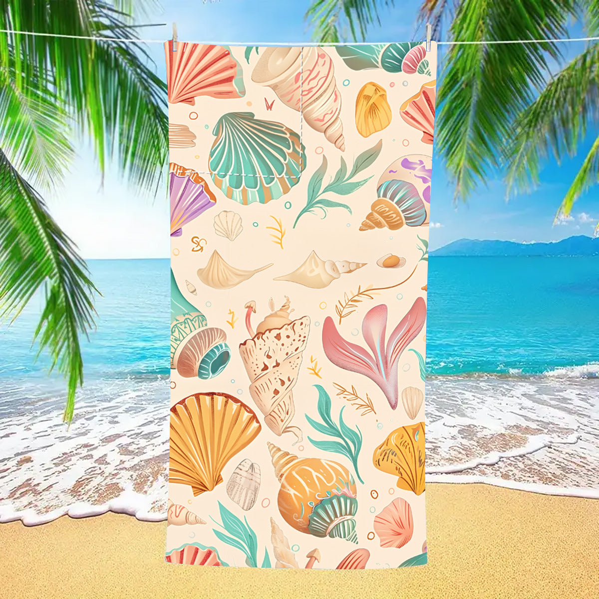 Beach Shell Drawstring Beach Towel | PRUSES