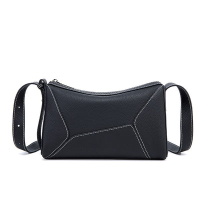 Black Leather Shoulder Zipper Square Bags