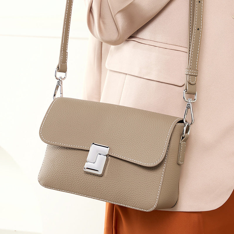 Leather Buckle Crossbody Bag Mini Handbag| PRUSES