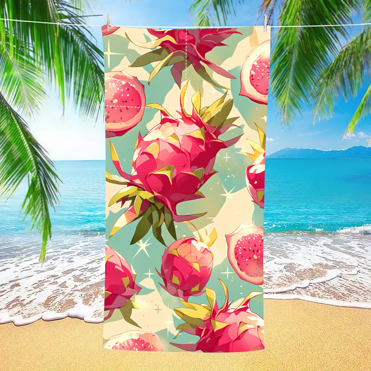 Dragon Fruit Drawstring beach towel | PRUSES