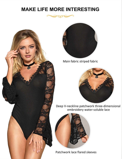 Women Plus Size Teddy V Neckline Bodysuit