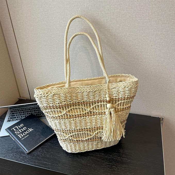 High quality hand-woven straw beach bag |PRUSES