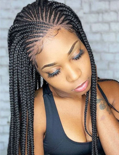 Knotless Box Lace Front Braided Wigs Black-4