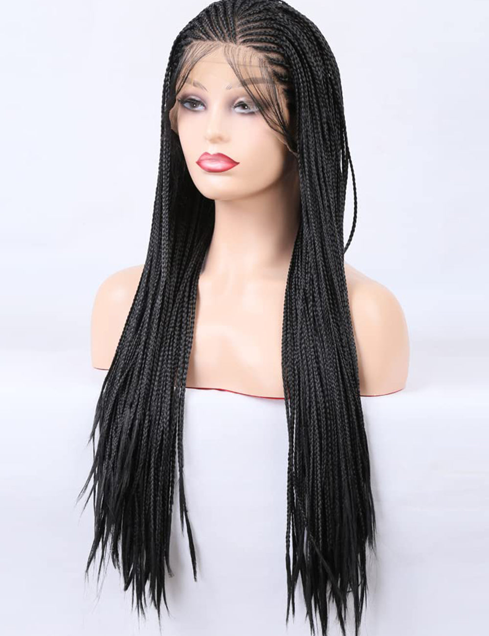 Knotless Box Lace Front Braided Wigs Black-6