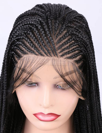 Knotless Box Lace Front Braided Wigs Black-7