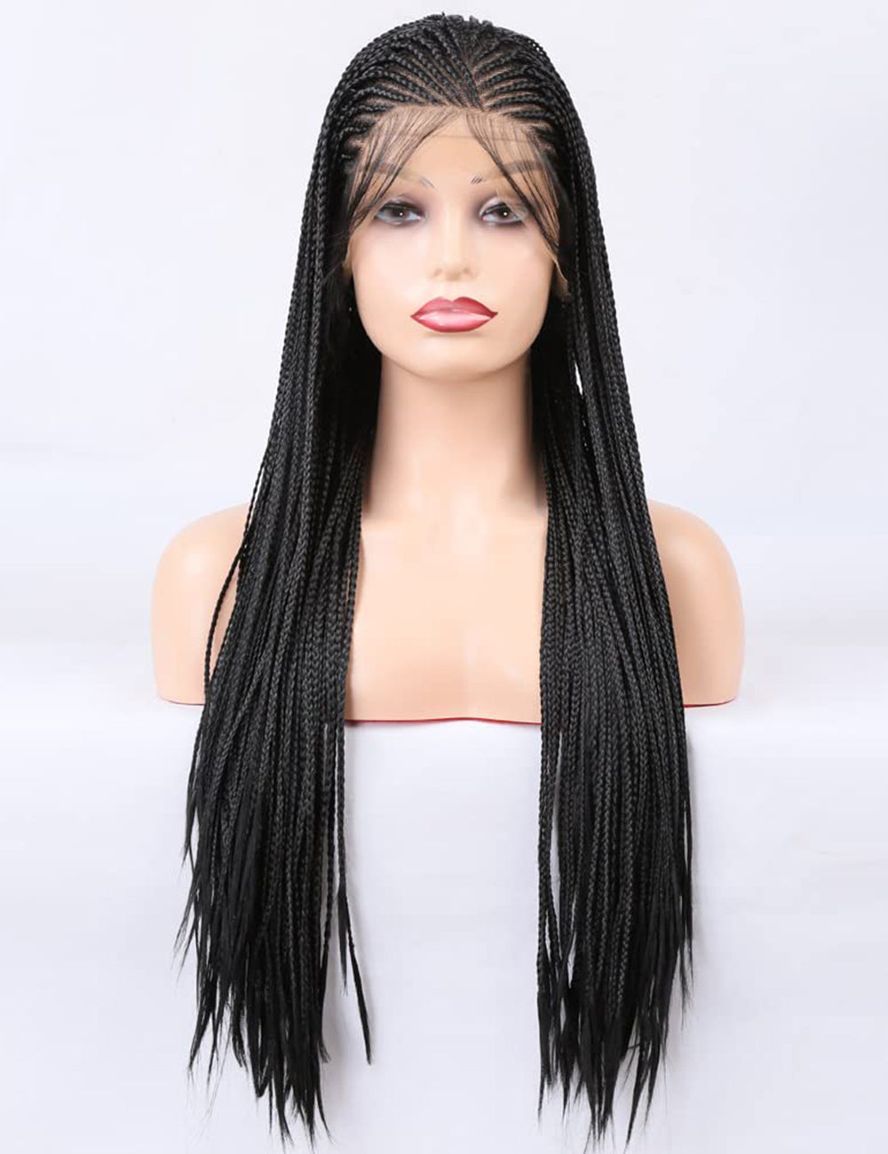 Knotless Box Lace Front Braided Wigs Black-8