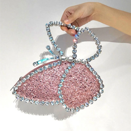 Pink Bow Rhinestone Round Clutch Handbags | PRUSES-2