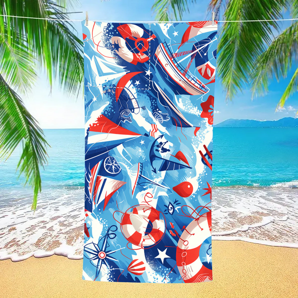 Sea Rescue Team Drawstring Beach Towel | PRUSES