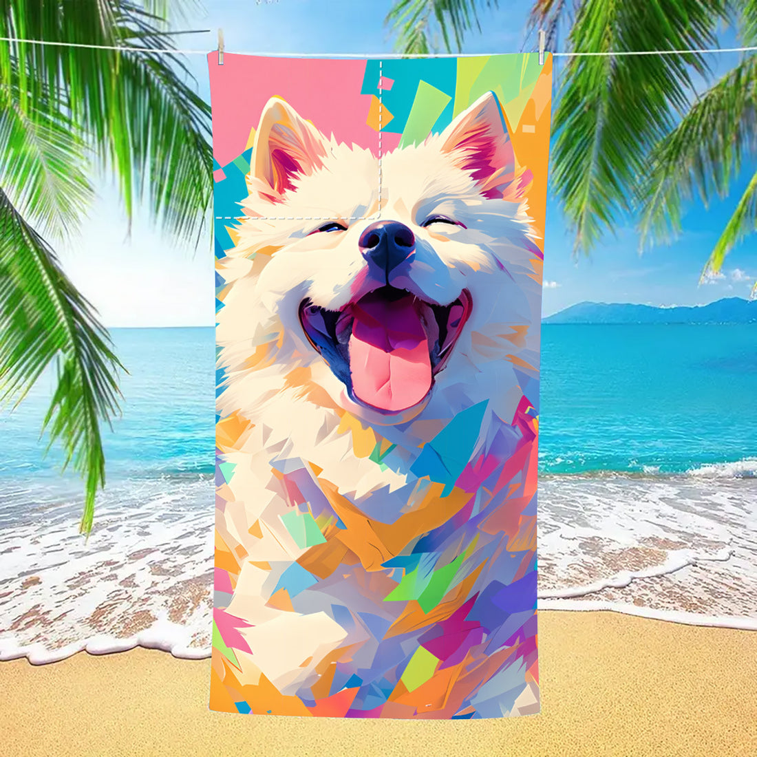 Smile Dog Drawstring Beach Towel | PRUSES