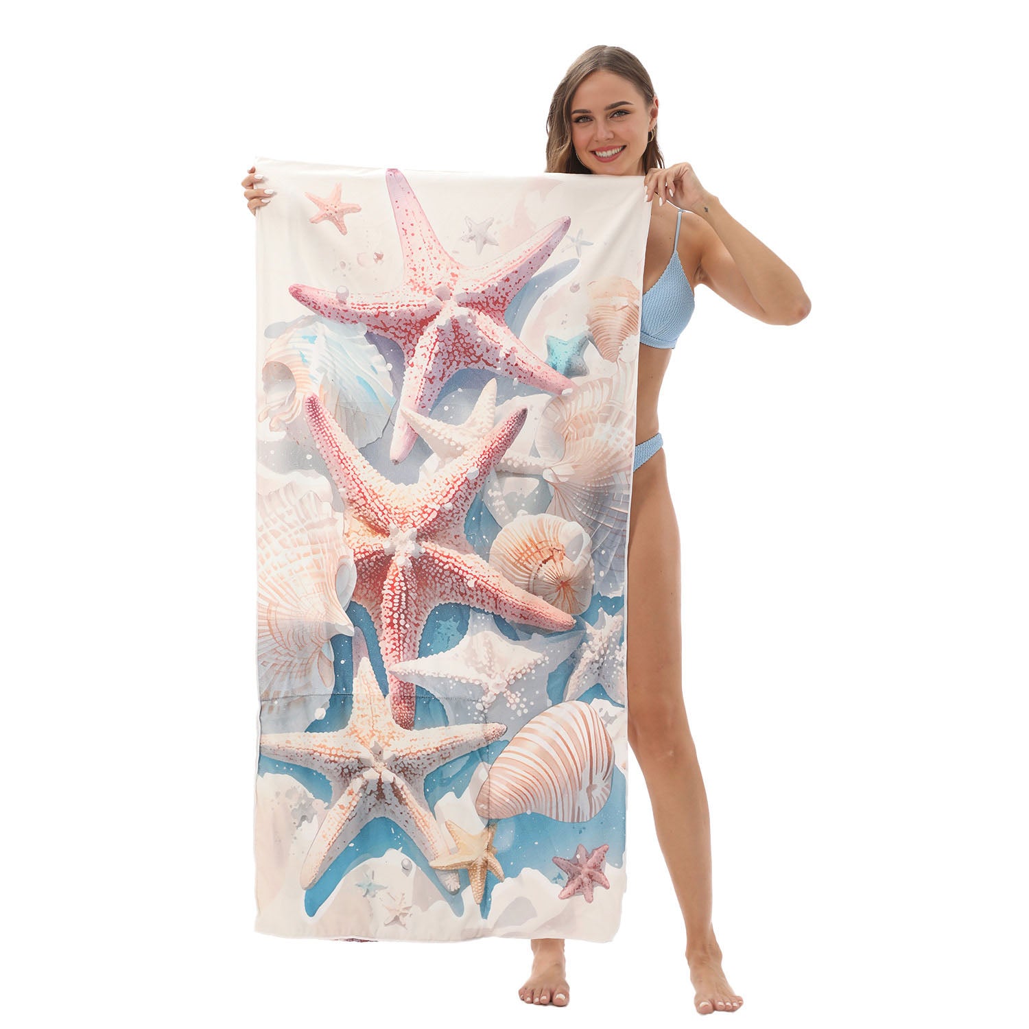 Starfish Shell Drawstring Beach Towel | PRUSES-3