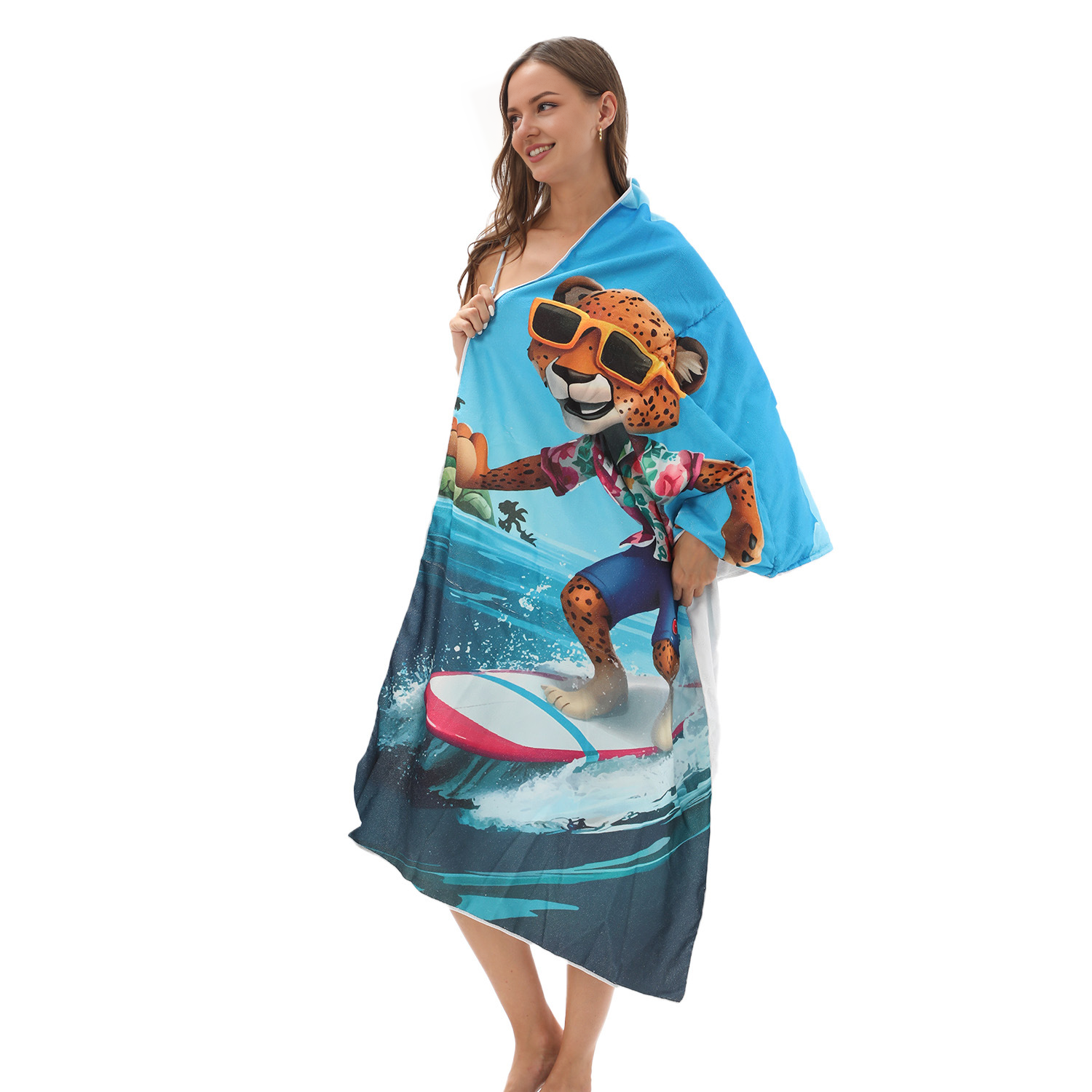 Surf Cheetah Drawstring beach towel | PRUSES-4