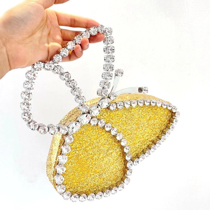 Yellow Bow Rhinestone Round Clutch Handbags | PRUSES-1