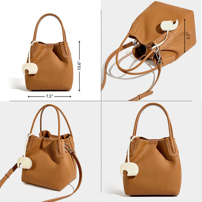 Leather Litchi Grain Bucket Bags Mini Crossbody Bags | PRUSES