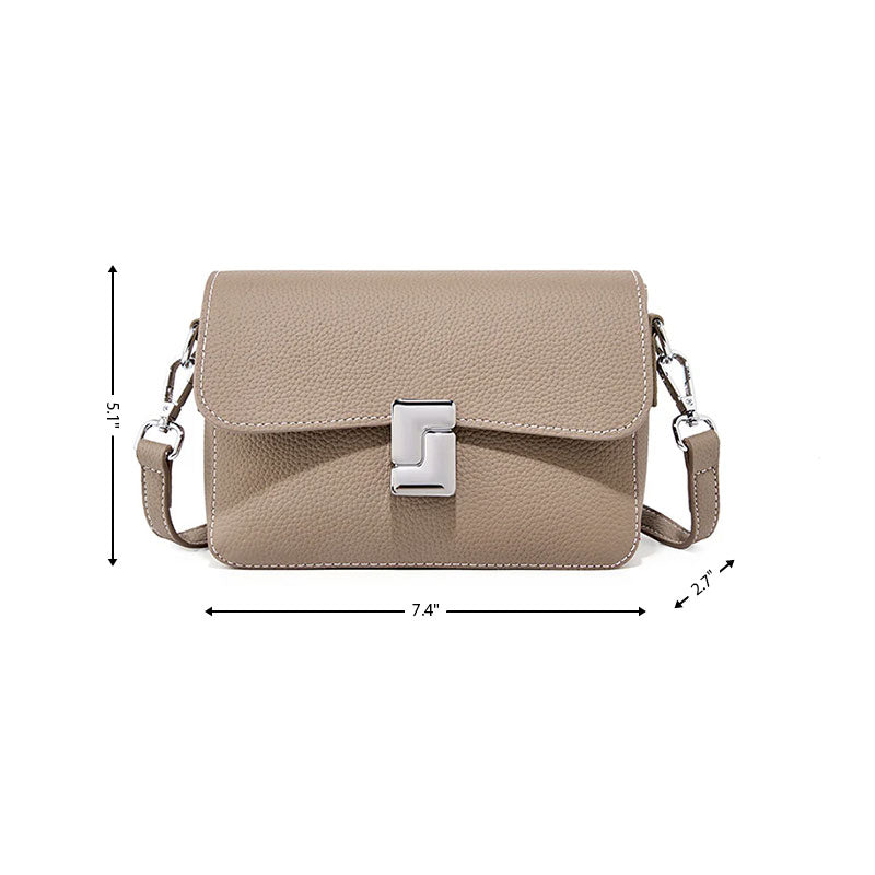 Leather Buckle Crossbody Bag Mini Handbag| PRUSES