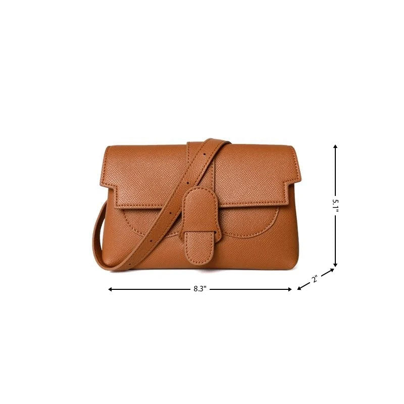 Brown Leather Convertible Flap Crossbody Belt Bag Retro Handbags | PRUSES