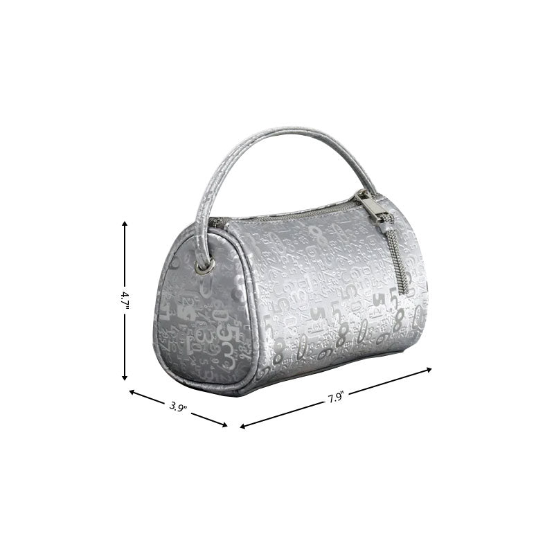 Digital Logo Cylindrical Zipper Boston Handbags | PRUSES