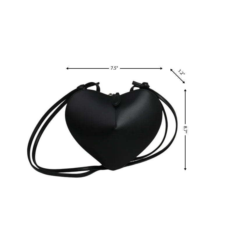 Leather Heart Zipper Crossbody Mini Bags | PRUSES