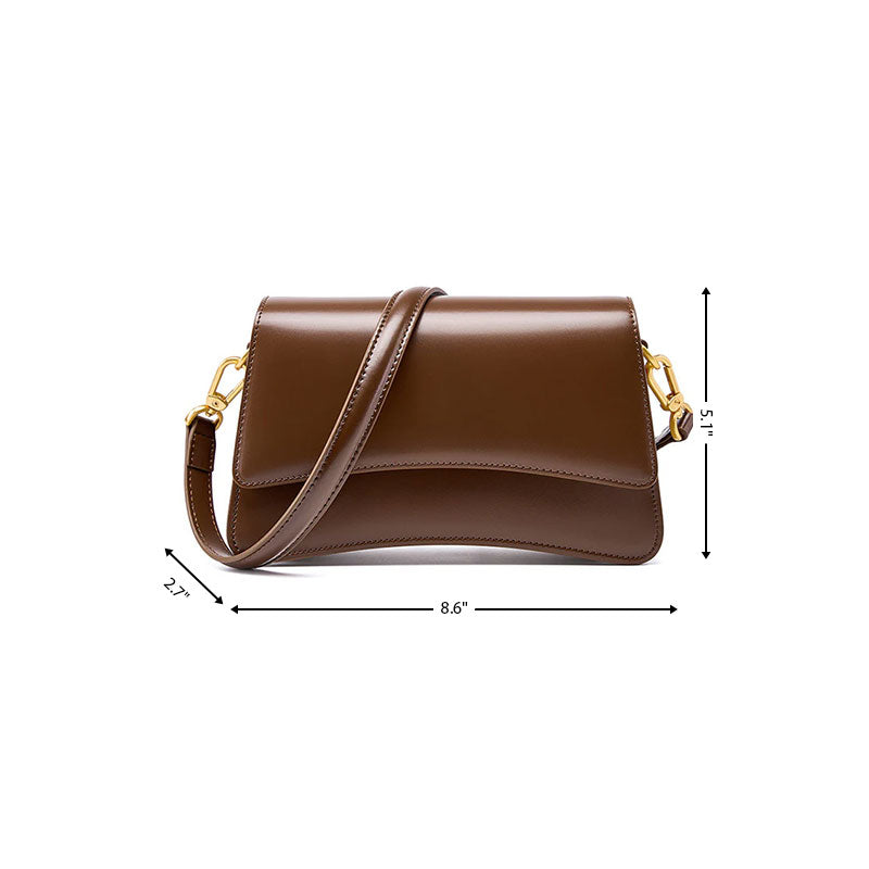 Brown Leather Shoulder Flap Mini Bag Crossbody Purses | PRUSES