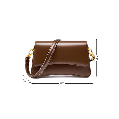 Brown Leather Shoulder Flap Mini Bag Crossbody Purses | PRUSES